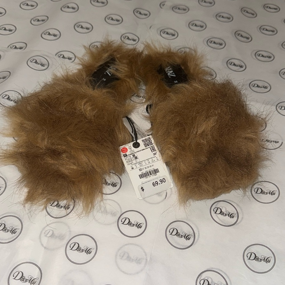 Zara Fur Slides